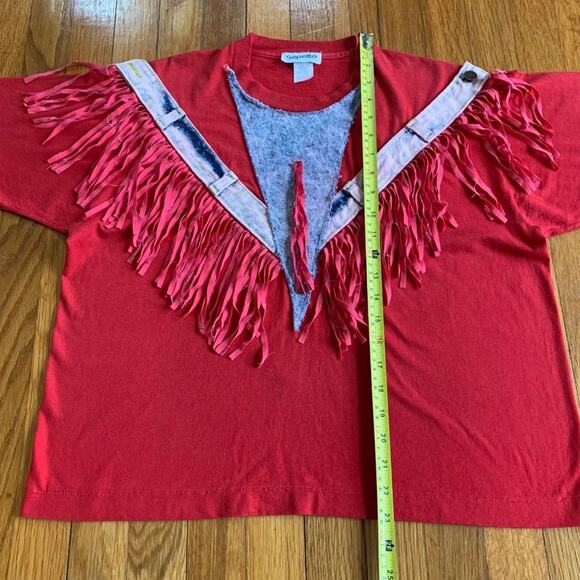 Womens Vintage 1980's Red Gepetto Tasseled Southwestern Western Rodeo T-shirt - Picture 9 of 15